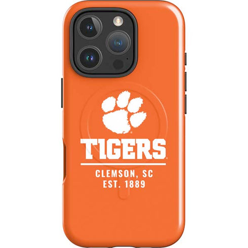 Clemson University Tigers Est 1889 Orange iPhone 16 Pro Magsafe Impact Case